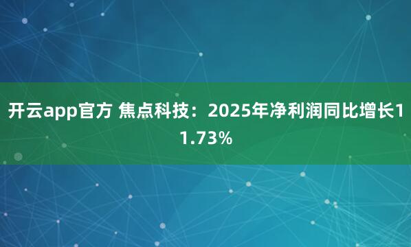 开云app官方 焦点科技：2025年净利润同比增长11.73%