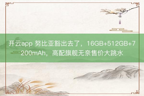 开云app 努比亚豁出去了，16GB+512GB+7200mAh，高配旗舰无奈售价大跳水
